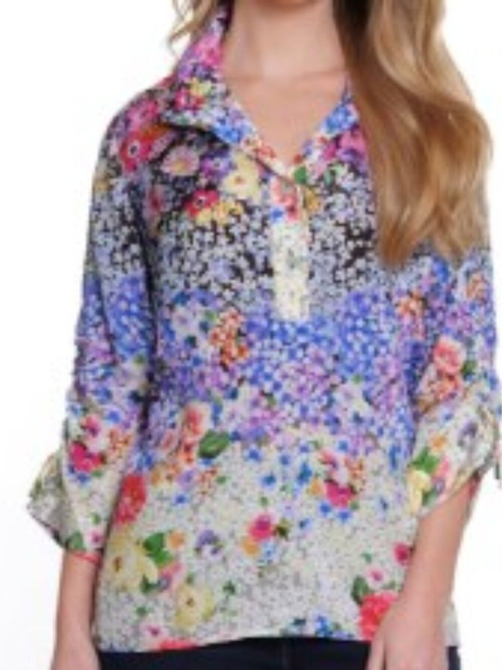 John Mark floral print button-front tunic